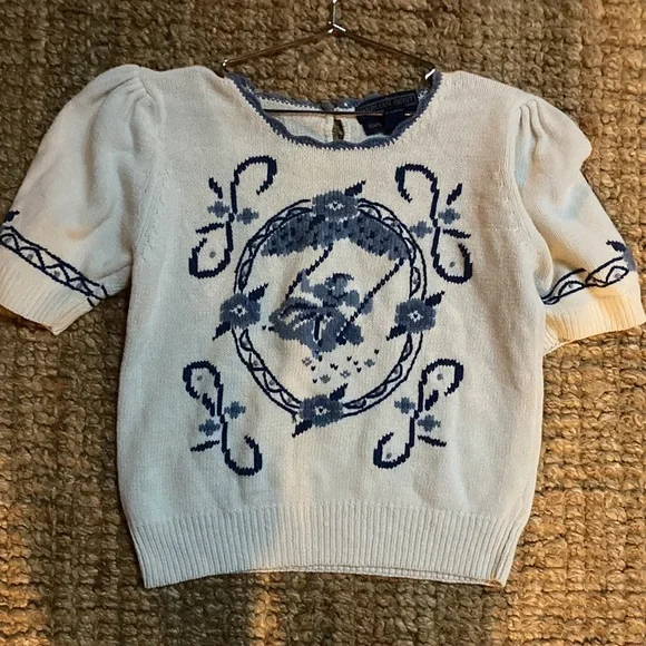 Vintage Herman Geist hand knit cotton sweater S - Picture 5 of 7